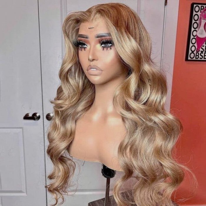 Nadula 613 Dark Blonde Layered Body Wave 13x4 Transparent Lace Front Highlight Wig With Pre Plucked For Flash Deal