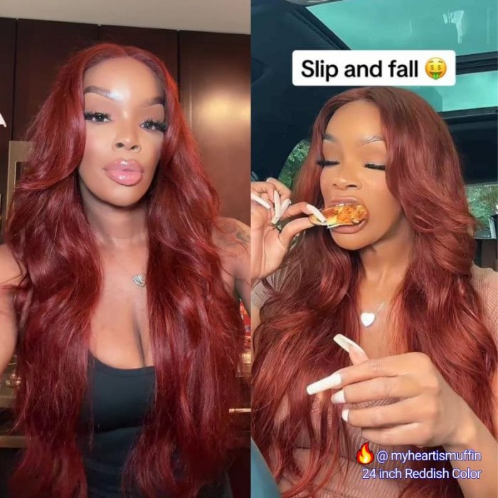 Nadula Bye Bye Knots 2.0™ | 7x5 Reddish Brown Body Wave Pre Bleached Invisible Knots Glueless Wig