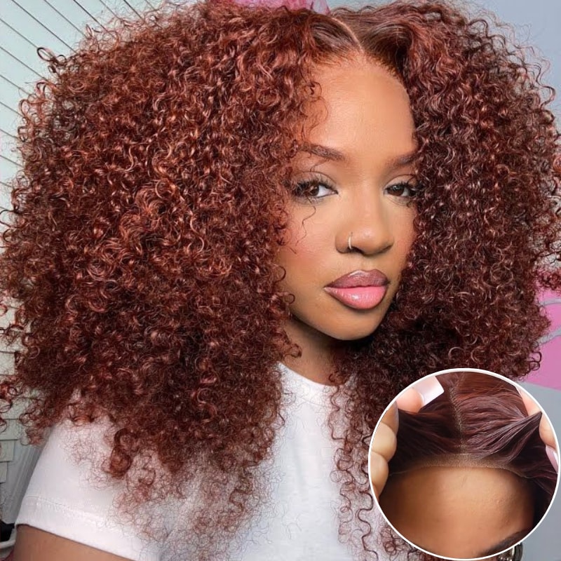 BOGO|Nadula Jerry Curly Pre-Cut Lace Wig Grab and Go Reddish Brown Color 6x4.5 Lace Wig Pre Plucked