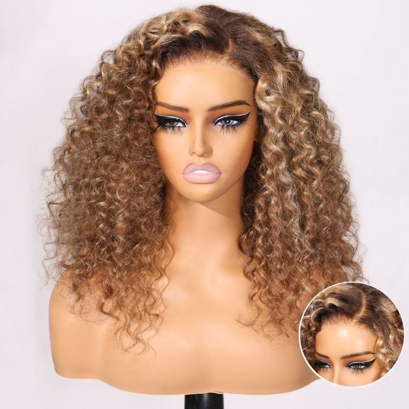 Nadula Bye Bye Knots Wig 2.0™ | 7x5 Ombre Blonde Highlight Big Curl Invisible Knots Wig Put on and Go
