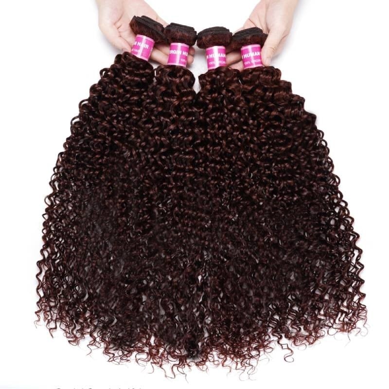 Nadula Hair Auburn Brown Curly Hair Bundles 4 Bundles Reddish Brown Human Hair Weave Curly Hair Extension