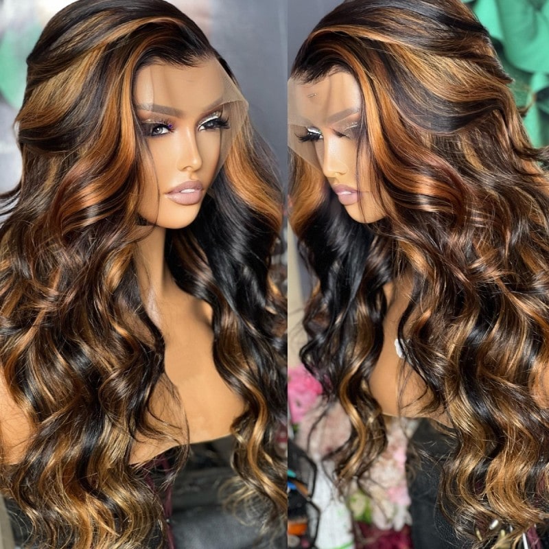 Nadula T Part Wig With Baby Hair Balayage Highlights Body Wave Wigs Affordable Human Hair Wigs