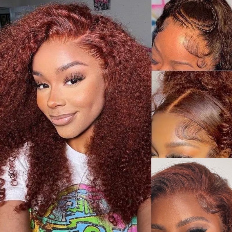 Nadula Bye Bye Knots Wig 2.0™ | 7x5 Reddish Brown Color 4C Curly Pre Bleached Invisible Knots Glueless Wig