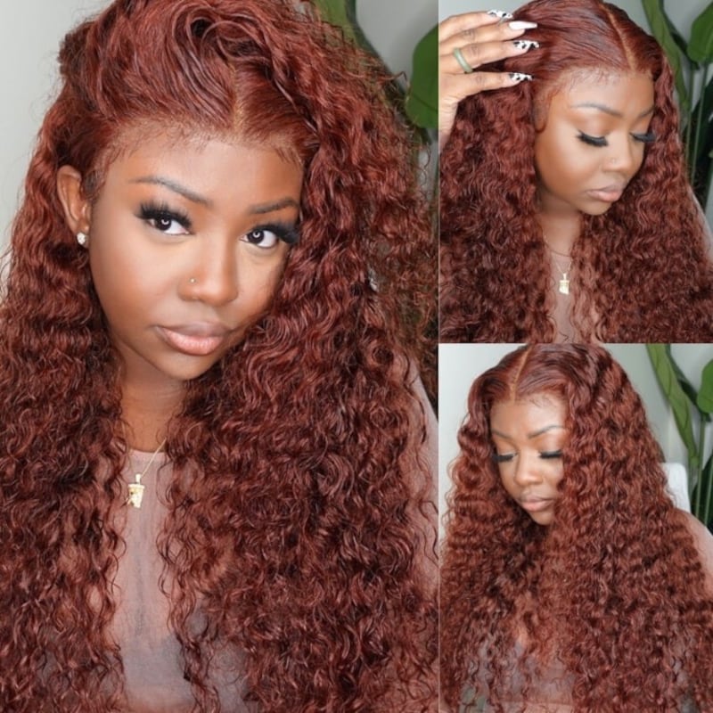 Nadula Bye Bye Knots Wig 2.0™ | 7x5 Reddish Brown Water Wave Pre Bleached Invisible Knots Glueless Wig