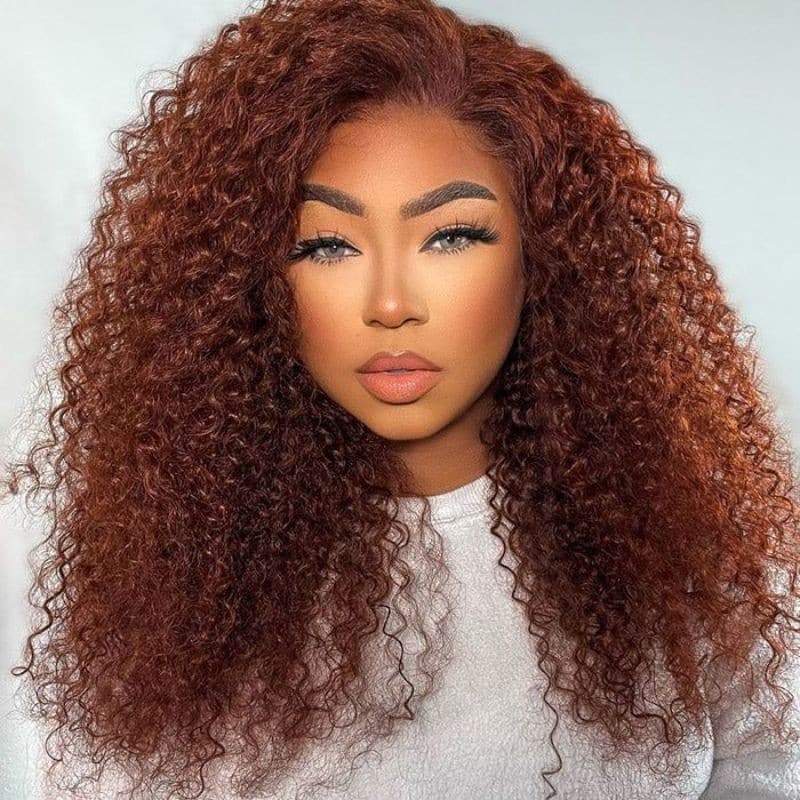 Nadula Pre everything Wig 2.0™| 13x4 Transparent Lace #30 Ginger Color Jerry Curly Put on and Go Frontal Wig