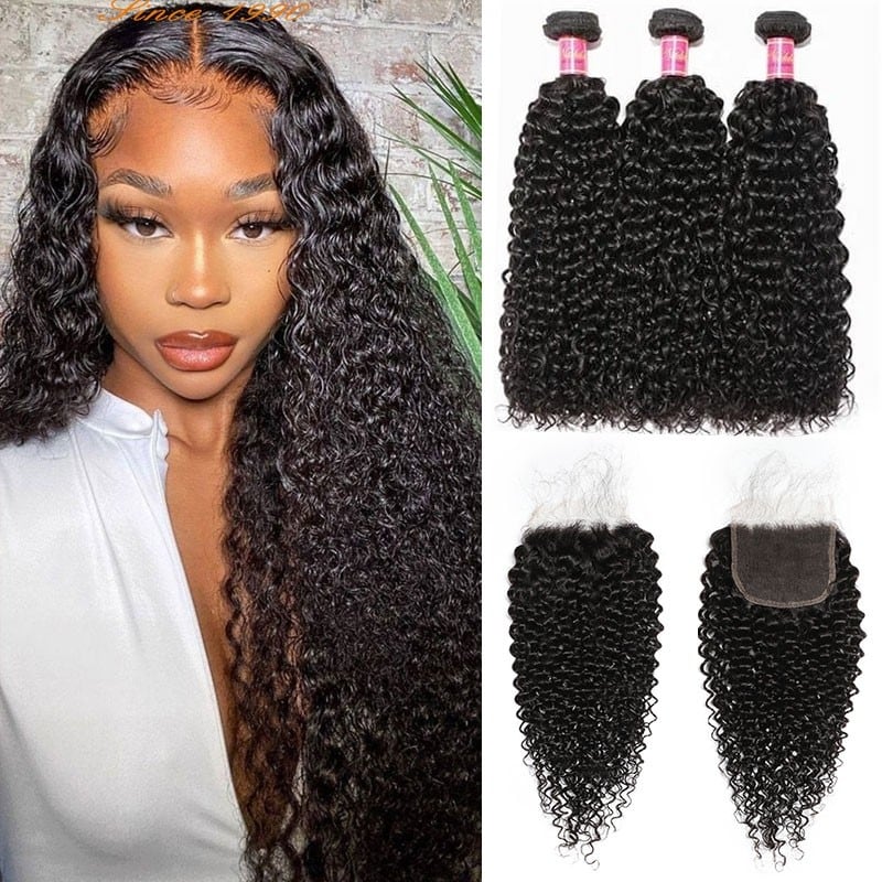 Nadula 5x5 HD Lace Closure With 3 Bundle Jerry Curly Weaves