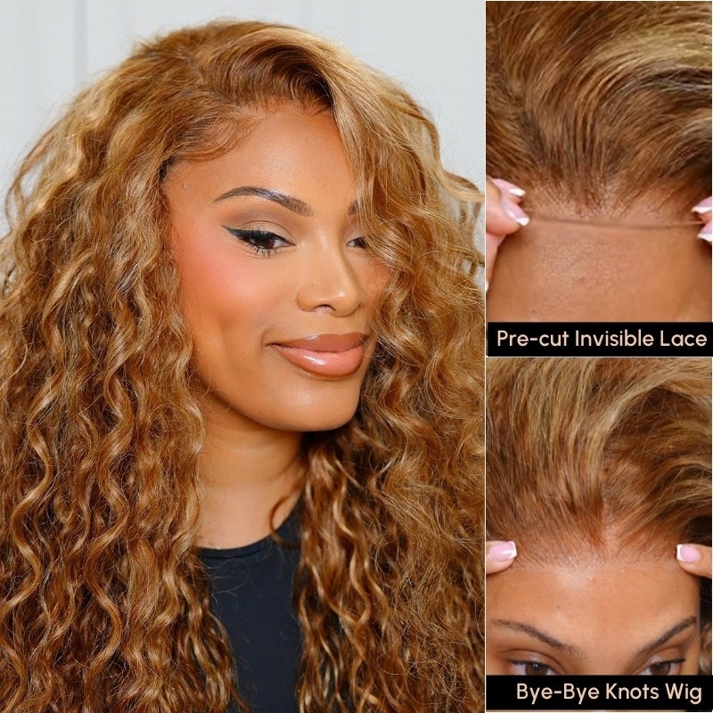 Msroshposh's Same | Nadula 7x5 Honey Blonde Water Wave Bye Bye Knots 2.0 ™ Pre Bleached Put on and Go Highlight Lace Wig 
