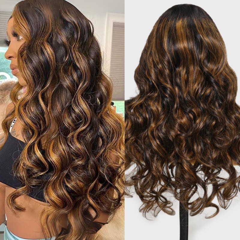 Nadula Balayage Highlight V Part Wigs Body Wave Quality Human Hair Updated U Part Wig For Women