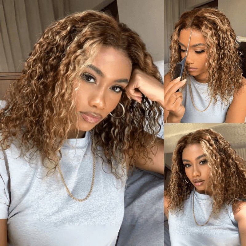 Nadula Bye Bye Knots Wig 2.0™ | 7x5 Honey Blonde Water Wave Invisible Knots Highlights Wig Put on and Go