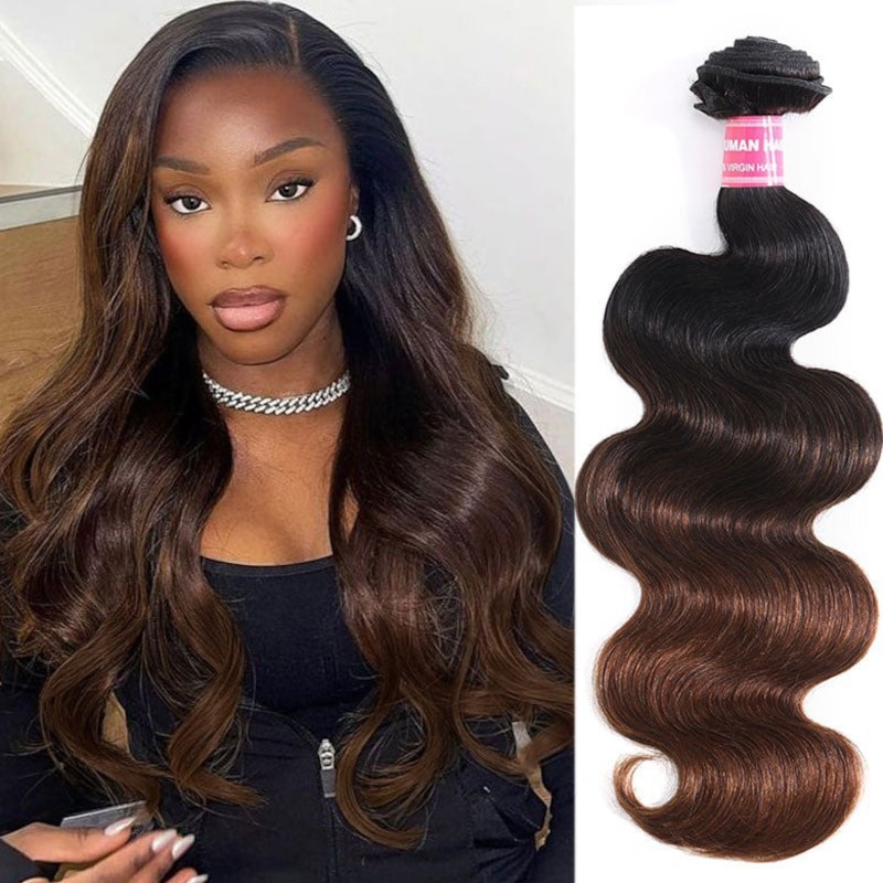 Nadula Chestnut Brown Black Roots Color Body Wave Quality Virgin Human Hair Weave