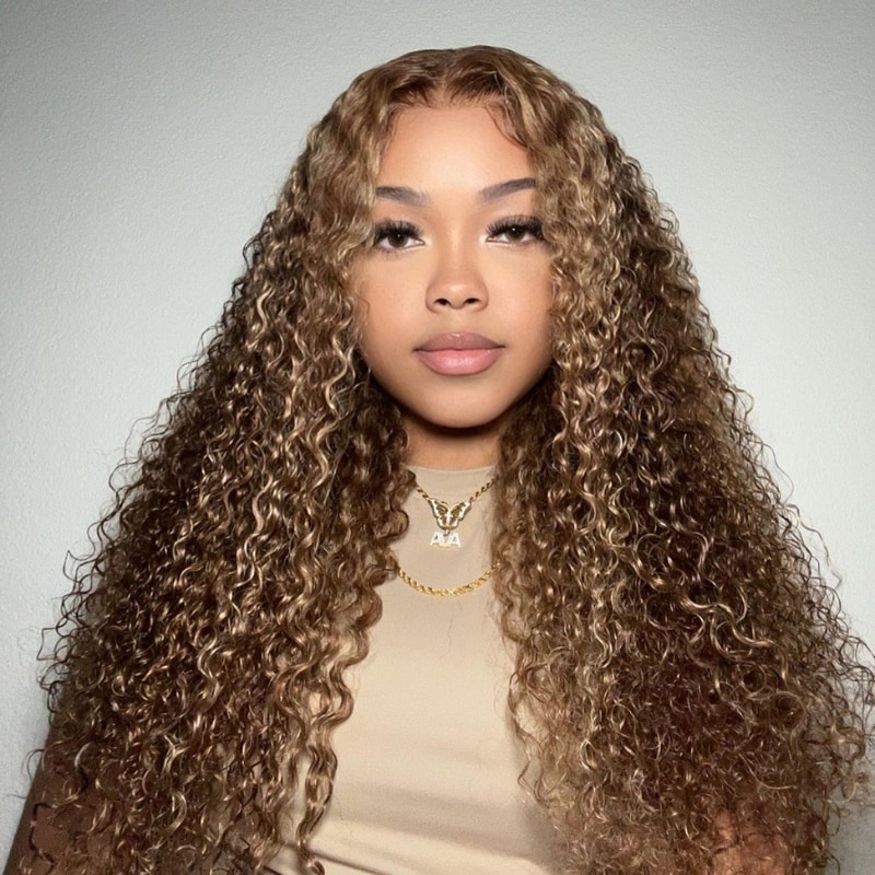 Nadula Bye Bye Knots Wig 2.0™ | 7x5 And 13x4 Invisible Knots Honey Blonde Highlight Jerry Curly Put on and Go Wig