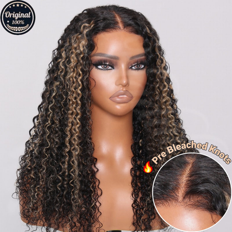Nadula Clearance Sale Balayage Black and blonde Highlights Lace Closure Front 4c Curly Wig