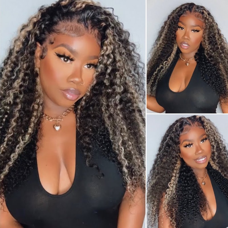 Nadula Bye Bye Knots Wig 2.0™ | 7x5 Balayage Black and blonde Highlights 4C Curly Put on and Go Lace Closure Wig