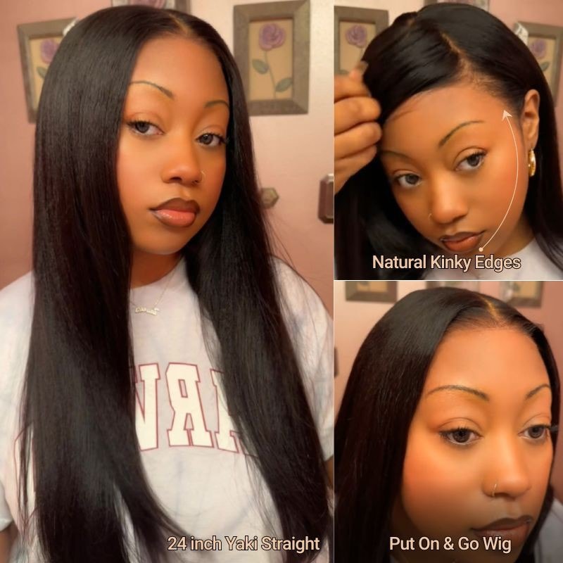 Nadula Yaki Straight Invisible Knots Pre Cut Lace Frontal Glueless Wigs 13x4 Pre Everything Wig 2.0™ Kinky Straight Wigs