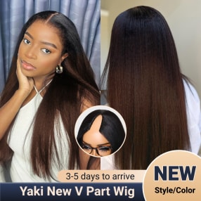 Nadula LifeSaver V-part | Yaki Straight Chestnut Brown Ombre Color Lightweight Glueless Human Hair V Part Wig