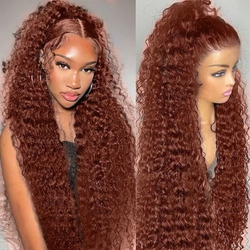Nadula Jerry Curly Sunshine Reddish Brown Color 7x5 And 13x4 Pre Everything Put On And Go Lace Wig