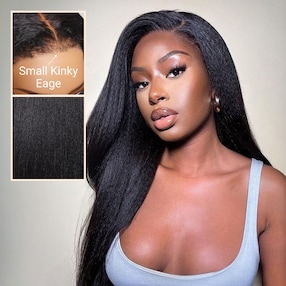 Nadula 13x6 Pre-Everything Wig | Yaki Straight Kinky Edges Crystal 13x6 Lace Front Ear to Ear Put on and Go Wig