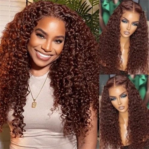 Jerry curly reddish brown wig