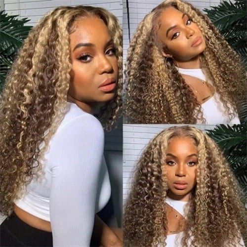 Nadula’s Highlight Brown Curly Lace Front Wigs