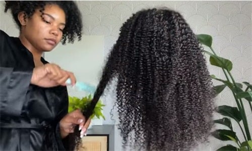 kinky curly V part wig