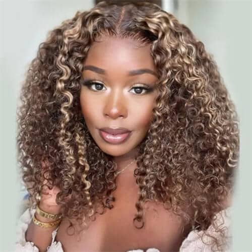 Highlight_Brown Jerry Curly Wigs